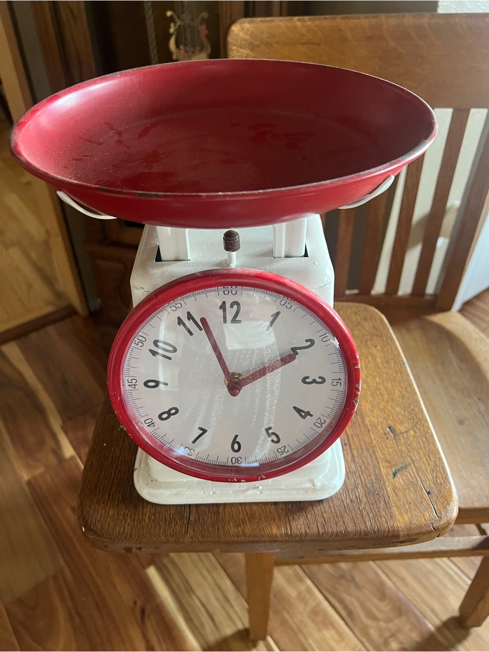 Vintage-Style Red and White Wall Scale Decor